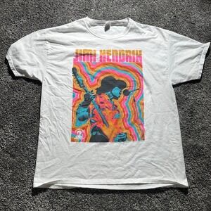Fruit of the Loom Band T-Shirt Mens XL White Jimi Hendrix Psychedelic Graphic